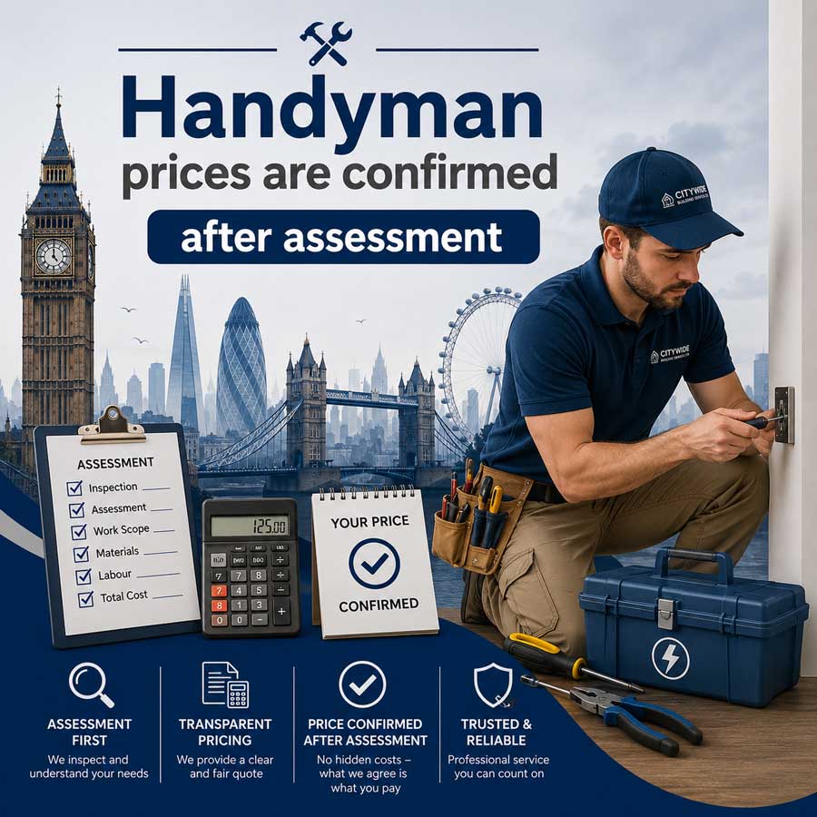 Handyman prices are confirmed after assessment